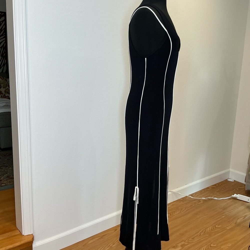 3.1 PHILLIP LIM V-Neck Tank Lux Viscose Midi Dress with Piping Trim Size Large - Picture 4 of 16